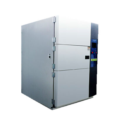Three-Box Thermal Shock Test Chamber – SUS#304 Interior, 3–5 Min Recovery, PLC Touchscreen Control for Defense, Electronics, Pharma