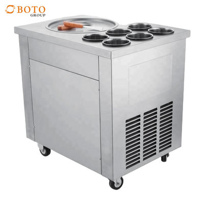 Mesin Penggorengan Es Krim Komersial Beku dengan 2 Panci Datar dan Kompresor Impor Es Krim Goreng Stainless Steel Roll
